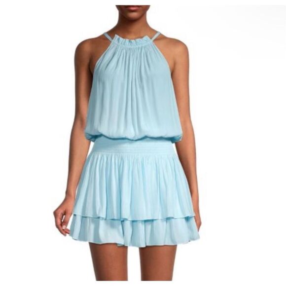 NWT Ramy Brook Sleeveless Macy Gathered Blouson Mini Dress Light